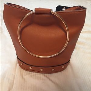 Cesca Terra-cotta Faux Leather Purse with Strap